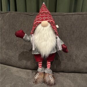 Festive Gnome with Red Hat and Gray Outfit